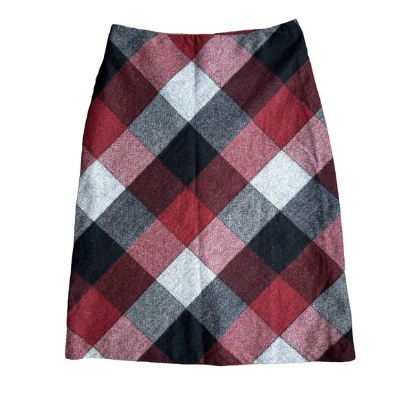 Vtg GAP Plaid Wool Blend Skirt Womens 2 Dark Academia Buffalo Check Y2K Short - Picture 1 of 5